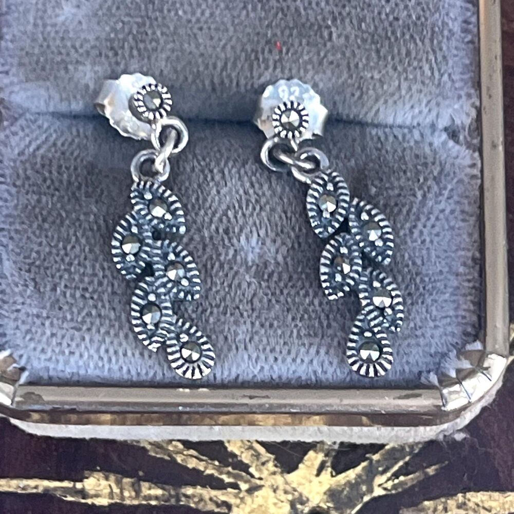 Marcasite Sterling Silver Dangle Earrings Charles Winston